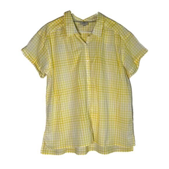 St. John’s Bay Women’s White & Yellow Checkered Button Down Shirt, XL, NWT - Picture 3 of 5